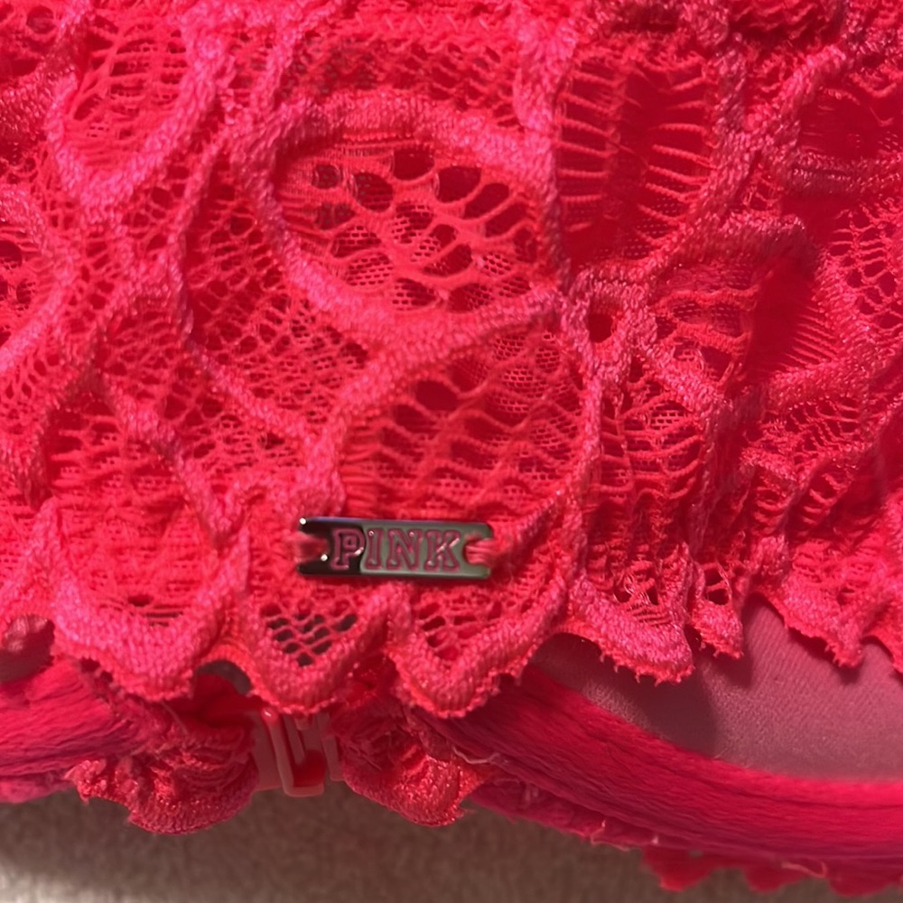 Victoria’s Secret racerback 34D hot pink, push-up front closure - Picture 3 of 6